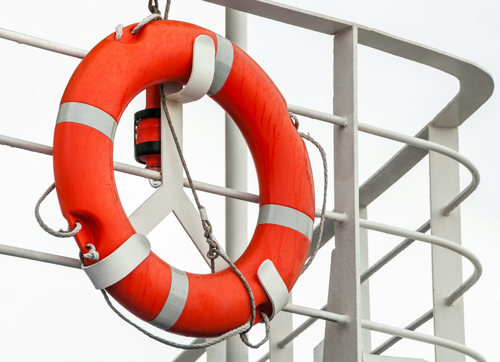 Lifebuoy on a ship railing